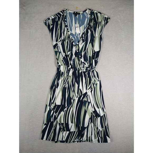 Banana Republic Dresses & Skirts - Banana Republic Wrap Dress Women's Large Short Sleeve Surplice Front Blue GReen